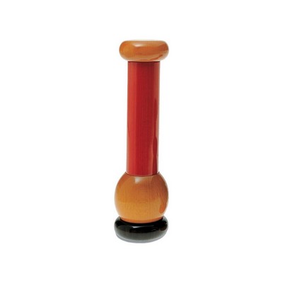 salt, pepper and spice mill in black, red and yellow stained beech wood